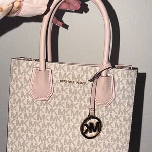 Michael Kors Monogram Tote in Beige and Pink